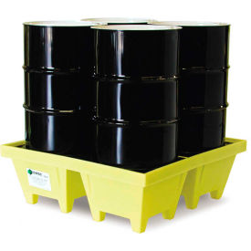 ENPAC® 5001-YE-D 4-Drum Poly-Spillpallet™ with Drain - 6000 Lb. Cap. 5001-YE-D