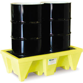 ENPAC® 5253-YE-D 2-Drum Poly-Spillpallet™ with Drain - 58 Gallon Cap. 5253-YE-D