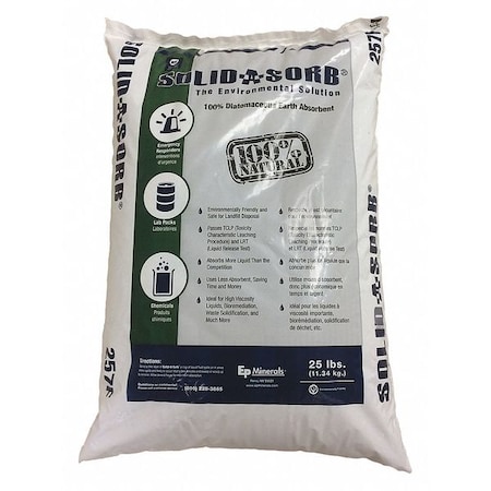 Loose Absorbent, 16 Qt Volume Absorbed per Package, 25 lb Weight Bag, Not Scented MPN:9725