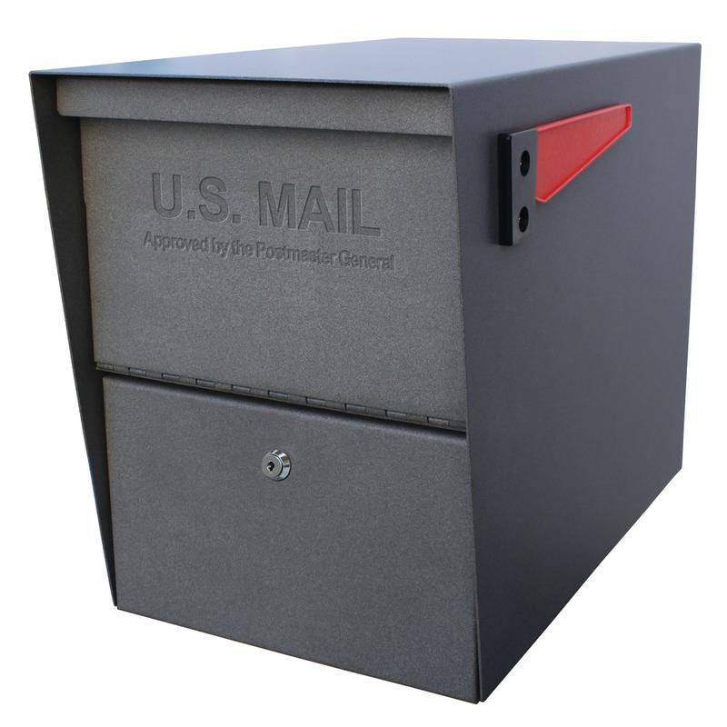 Mail Boss Package Master Locking Mailbox, 16 1/2inH x 12inW x 21 1/2inD, Granite MPN:7205