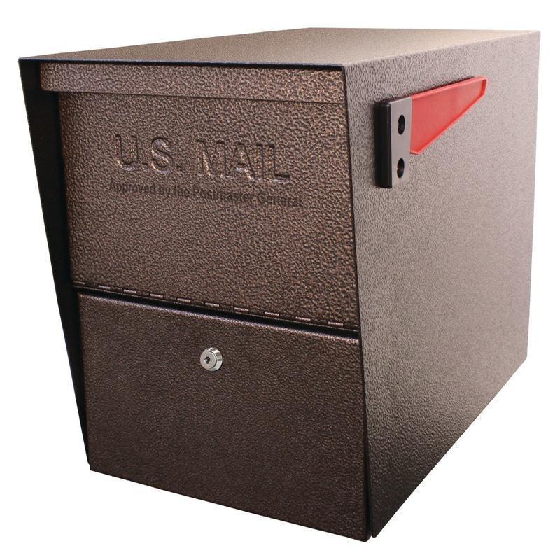 Mail Boss Package Master Locking Mailbox, 16 1/2inH x 12inW x 21 1/2inD, Bronze MPN:7208