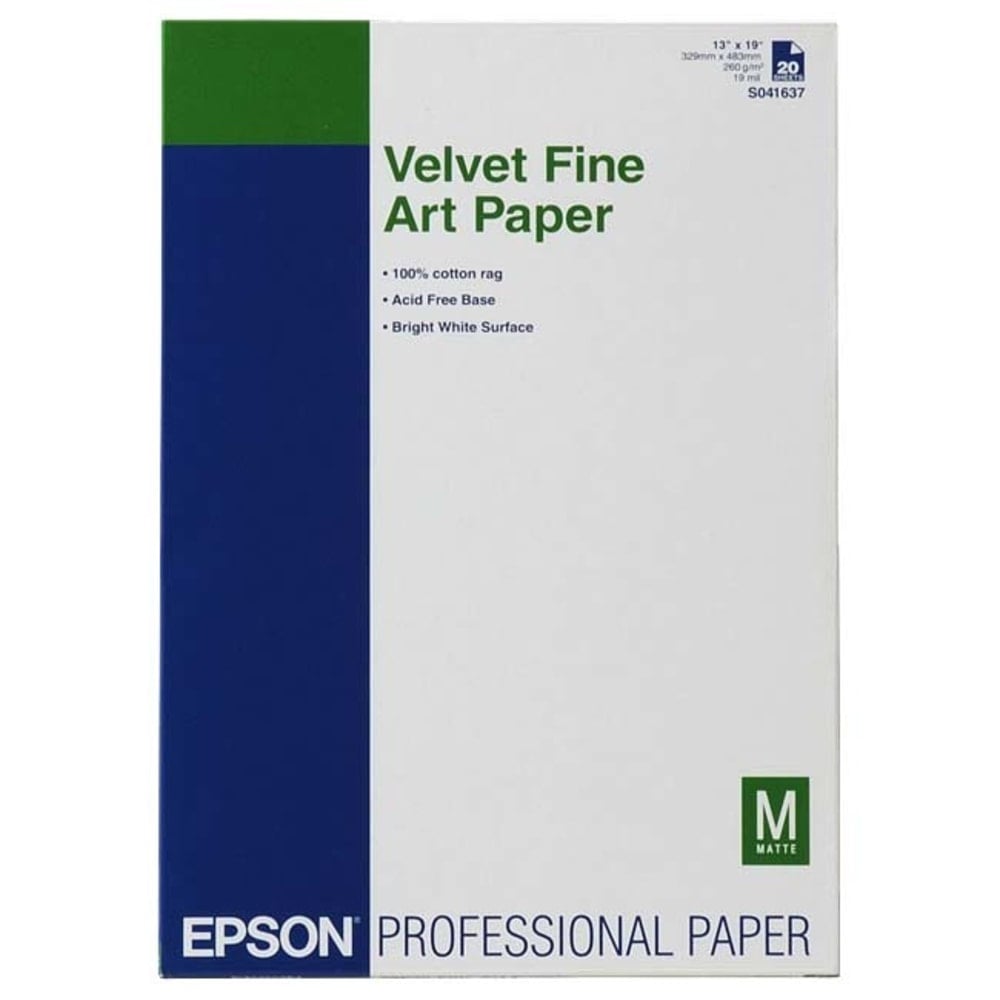 Epson Velvet Fine Art Paper, 13in x 19in, White MPN:S041637