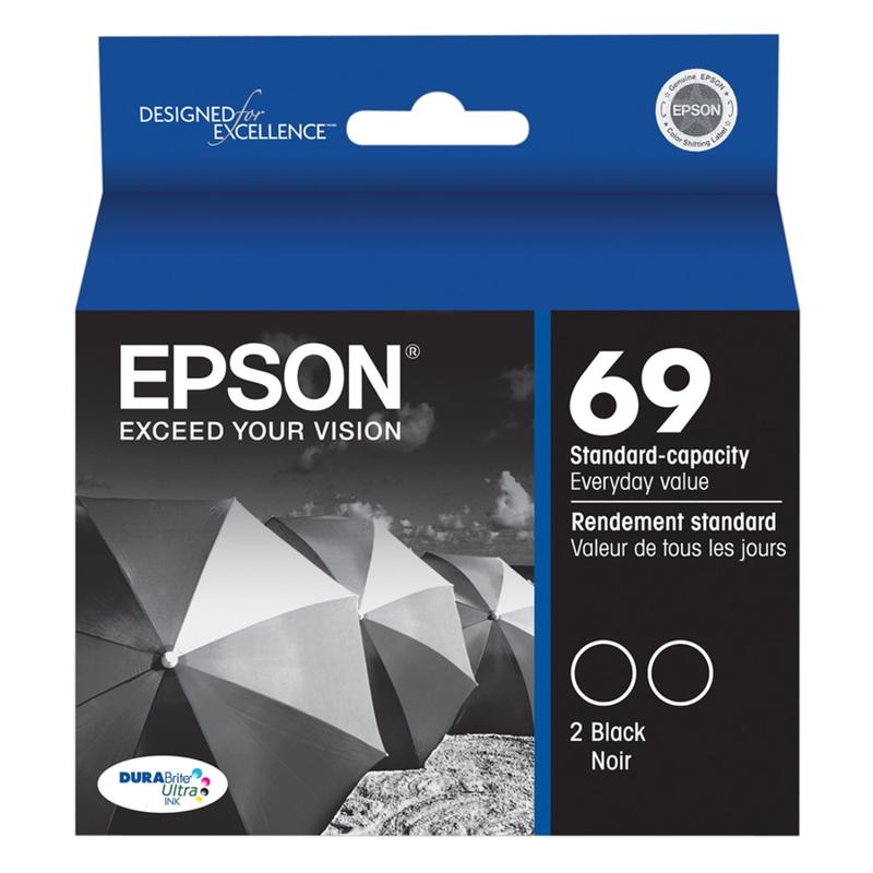 Epson 69 DuraBrite Black Ink Cartridges, Pack Of 2, T069120-D2 (Min Order Qty 2) MPN:T069120-D2