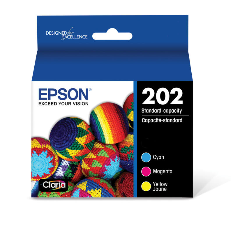 Epson 202 Claria Cyan, Magenta, Yellow Ink Cartridges, Pack Of 3, T202520-S (Min Order Qty 3) MPN:T202520-S