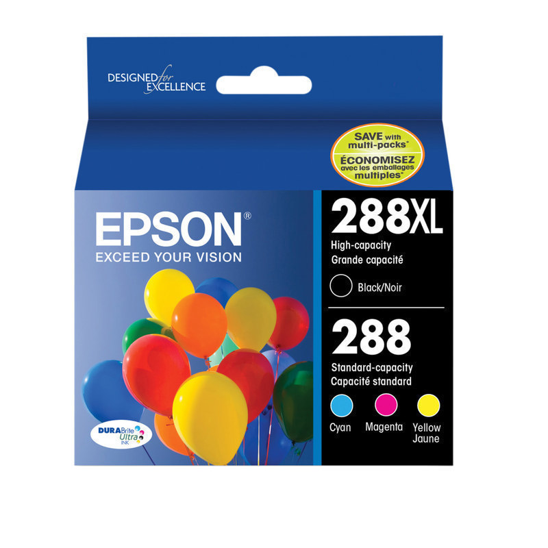 Epson 288XL/288 DuraBrite Ultra High-Yield Black And Cyan, Magenta, Yellow Ink Cartridges, Pack Of 4, T288XL-BCS MPN:T228XL-BCS