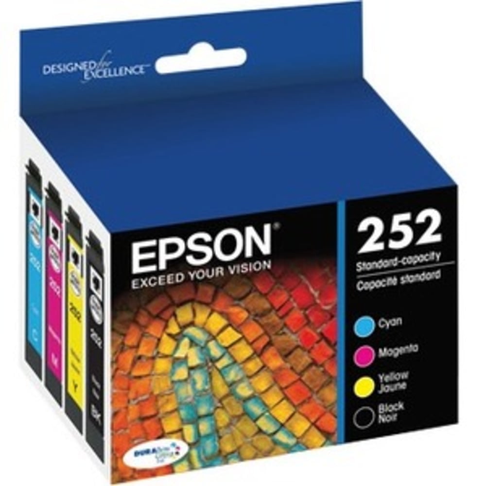 Epson 252 DuraBrite Black And Cyan, Magenta, Yellow Ink Cartridges, Pack Of 4, T252120-BCS MPN:T252120-BCS