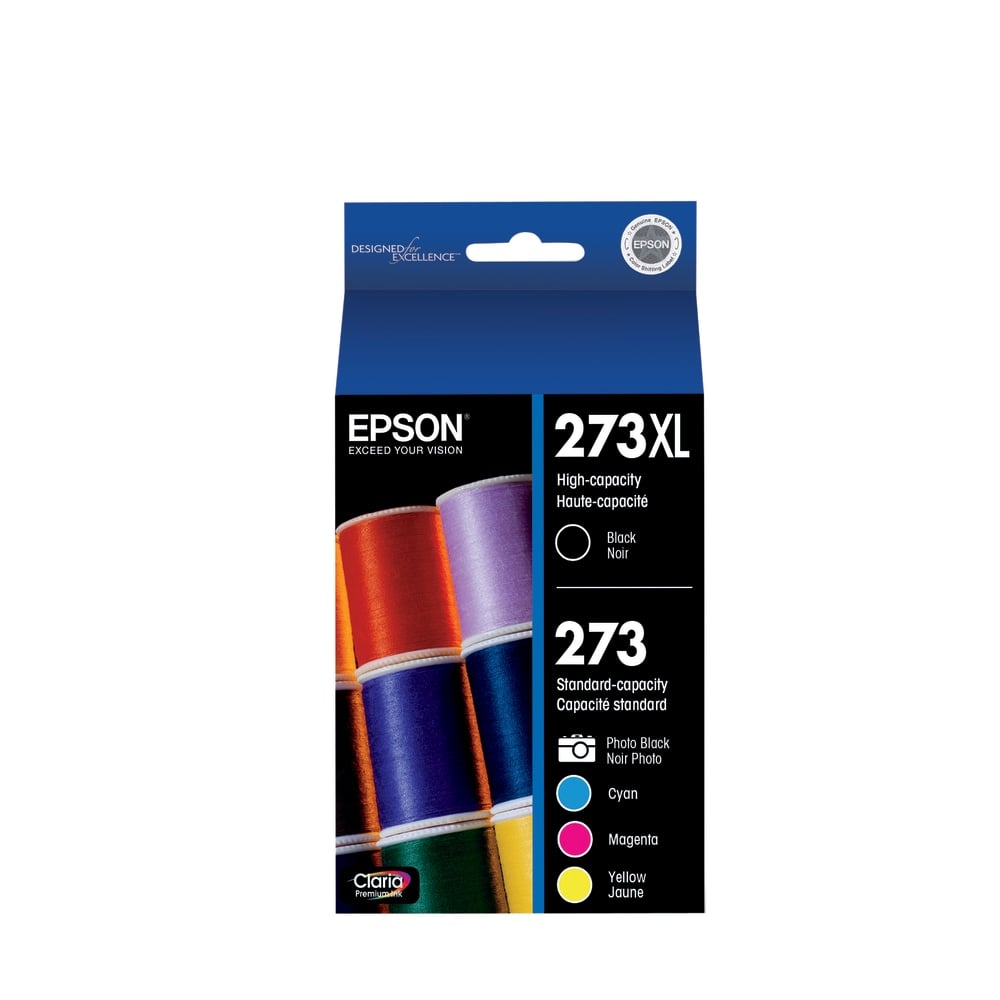 Epson 273XL/273 Claria High-Yield Black And Photo Black And Cyan, Magenta, Yellow Ink Cartridges, Pack Of 5, T273XL-BCS MPN:T273XL-BCS