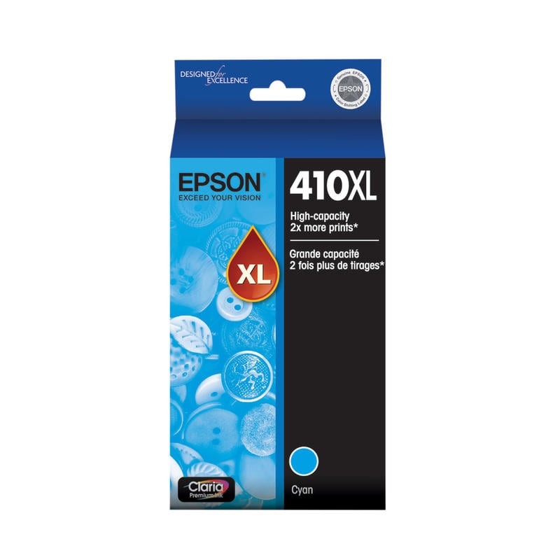 Epson 410XL Claria Premium High-Yield Cyan Ink Cartridge, T410XL220-S (Min Order Qty 3) MPN:T410XL220-S