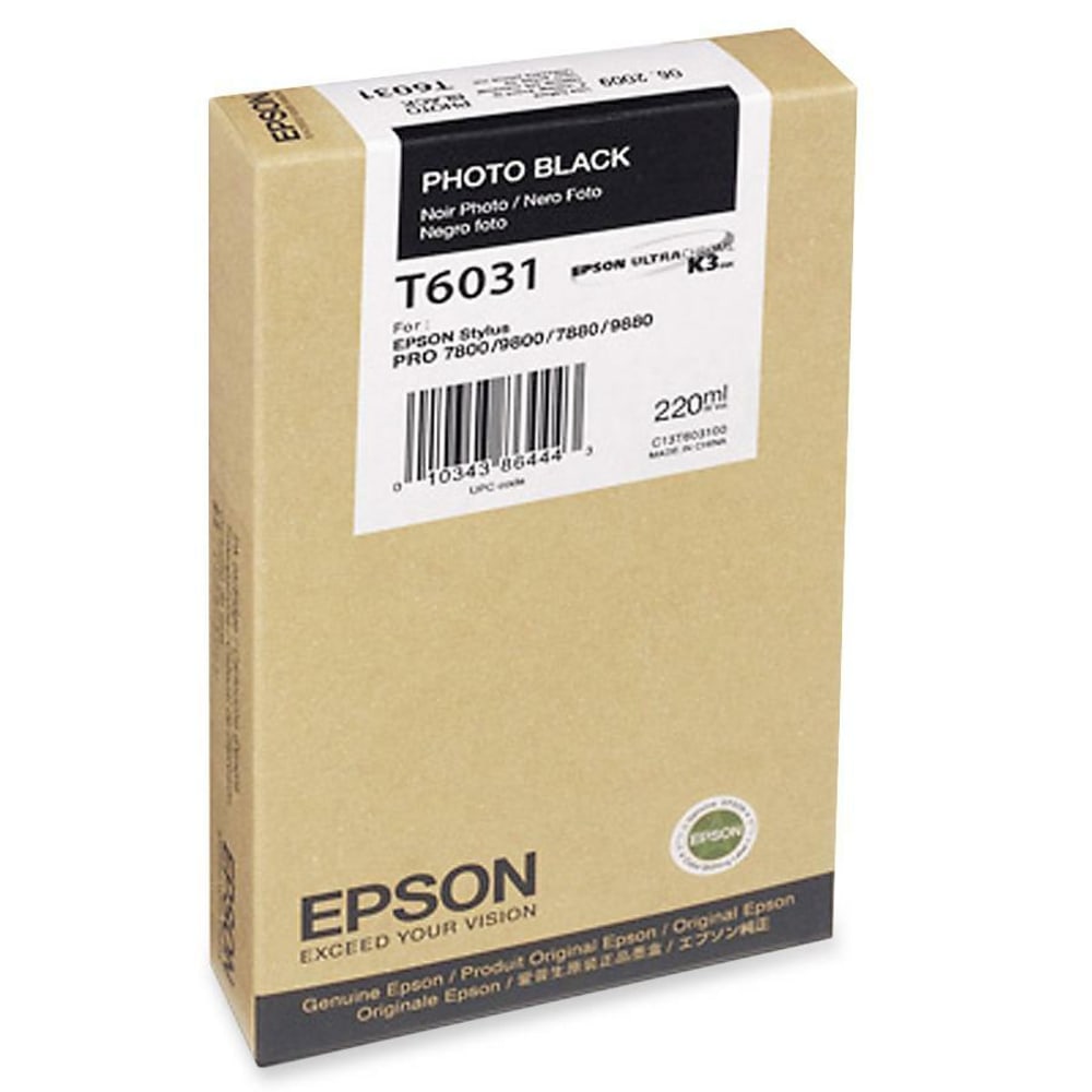 Epson Original Ink Cartridge - Inkjet - Photo Black - 1 Each MPN:T603100