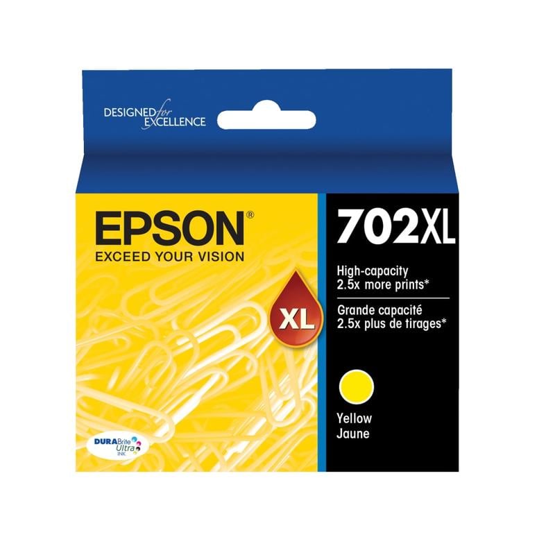 Epson 702XL DuraBrite Ultra High-Yield Yellow Ink Cartridge, T702XL420-S (Min Order Qty 2) MPN:T702XL420-S