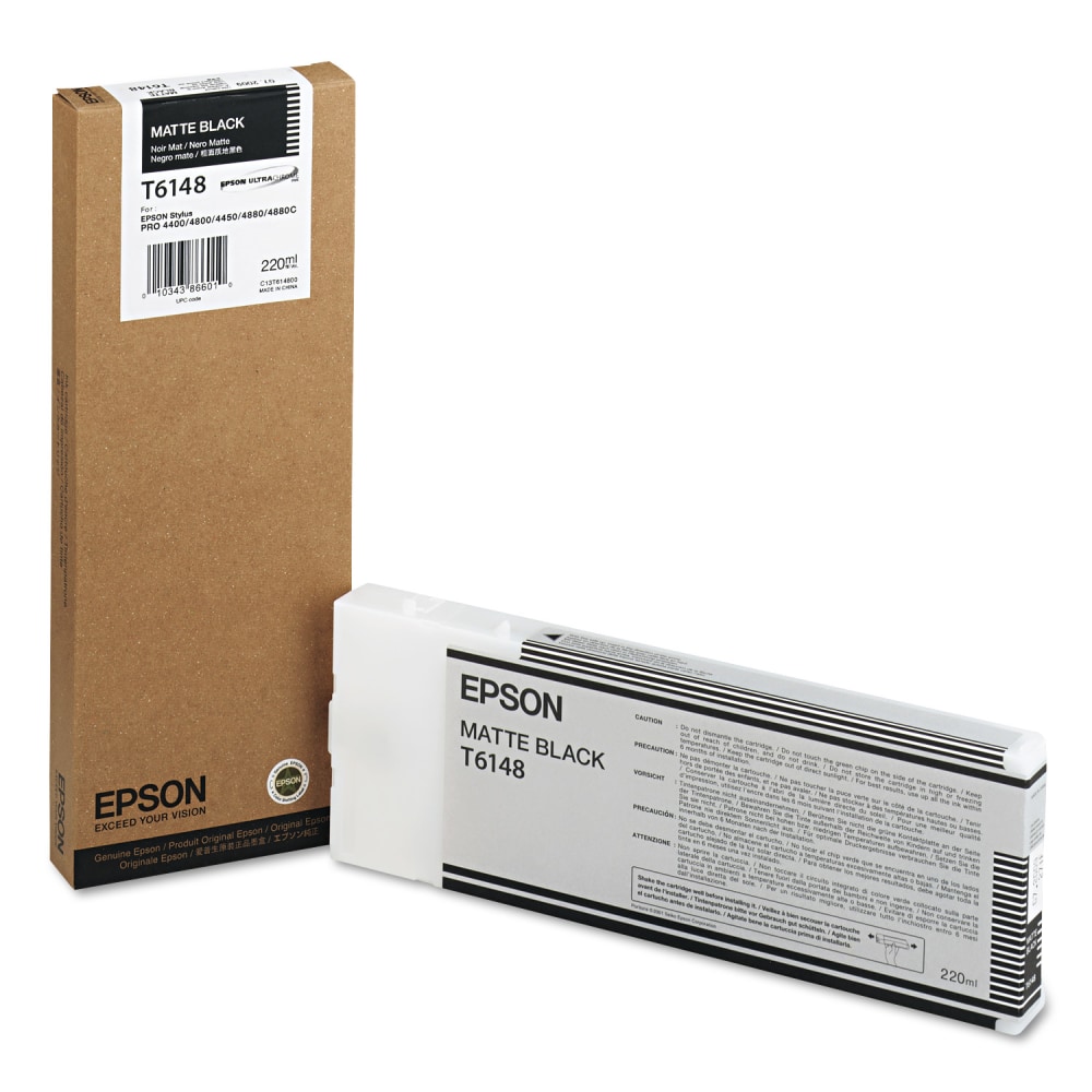 Epson Matte Black Ink Cartridge, Inkjet, Matte Black, T614800 MPN:T614800