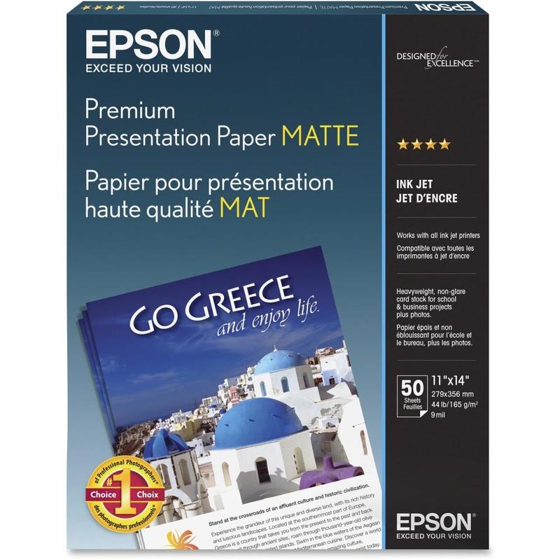 Epson Very High Resolution Print Paper, 11in x 14in, 97 (U.S.) Brightness, 44 Lb, Ream Of 50 Sheets (Min Order Qty 2) MPN:S041468