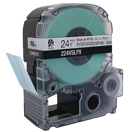 Continuous Label Roll Cartridge, Black on White/Clear, Labels/Roll: 225 MPN:55MJ66