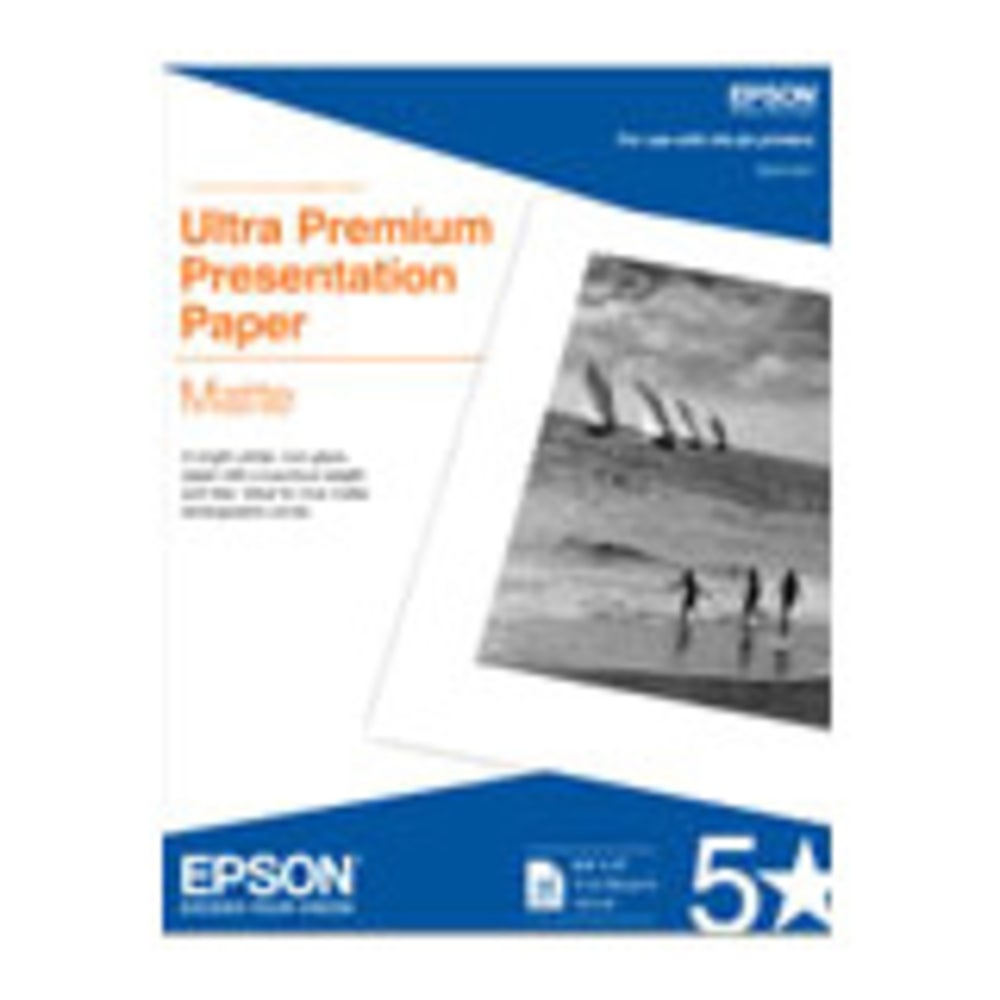 Epson Matte Paper, 17in x 22in, 103 (U.S.) Brightness, White, Pack Of 50 Sheets MPN:S041908