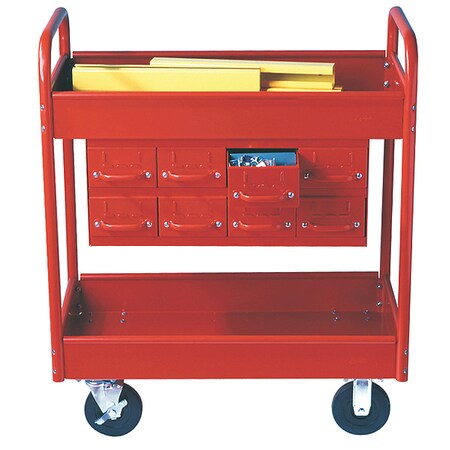 Stock Cart, 2 Shelves, 8 Drawers 500lb, 8, RD MPN:145-8-RD