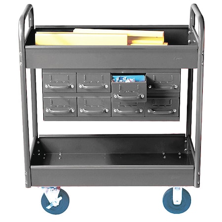 Stock Cart, 2 Shelves, 8 Drawers 500lb, 8, GY MPN:150-8-GY