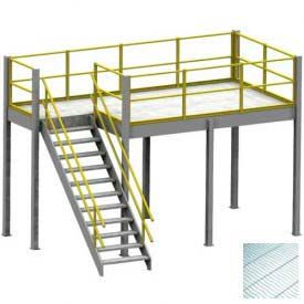 Equipto 8' x 12' x 8' Mezzanine With Solid Steel Grating Deck 1208-8GMEZ-SG-17