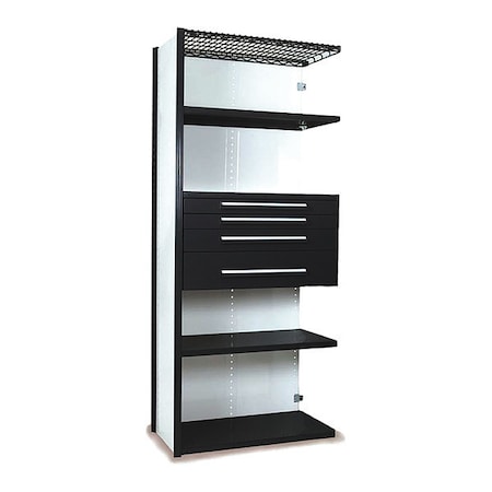 V-Grip Shelving W/ 4Drwrs/5Shlvs 7X1.5X3, Addon, (2)3