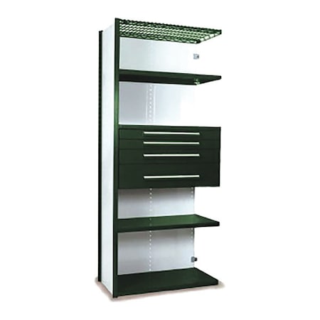 V-Grip Shelving W/ 4Drwrs/5Shlvs 7X1.5X3, Addon, (2)3