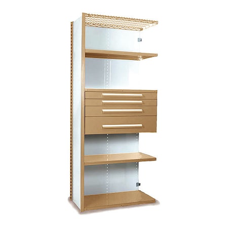 V-Grip Shelving W/ 4Drwrs/5Shlvs 7X1.5X3, Addon, (2)3