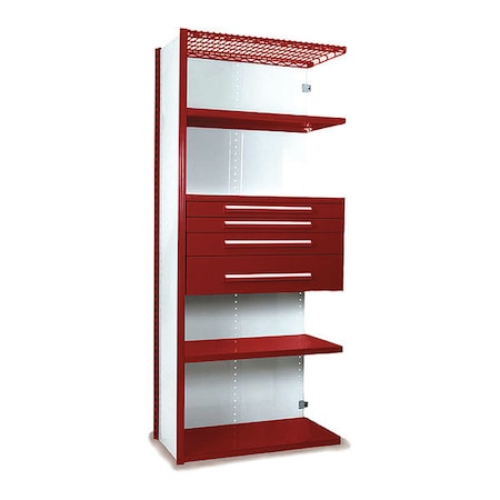 V-Grip Shelving W/ 4Drwrs/5Shlvs 7X1.5X3, Addon, (2)3