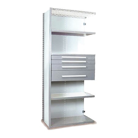 V-Grip Shelving W/ 4Drwrs/5Shlvs 7X1.5X3 Addon, (2)3