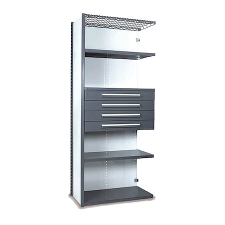 V-Grip Shelving W/ Drawers, 7X1.5X3, GY, Shelving Style: Closed MPN:S4223VHA-GY