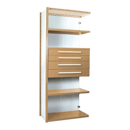 V-Grip Shelving W/ 4Drwrs/5Shlvs 7x2x3, AddOn, 3