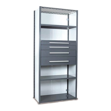 V-Grip Shelving W/ 4Drwrs/5Shlvs 7x2x3, Strtr, 3