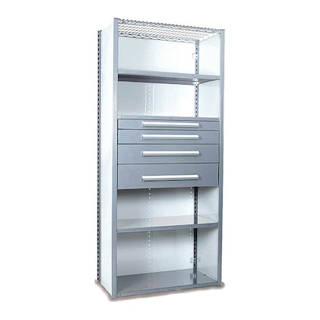 V-Grip Shelving W/ 4Drwrs/5Shlvs 7x2x3, Strtr, 3