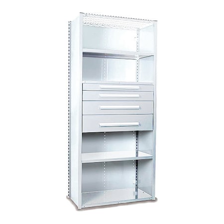 V-Grip Shelving W/ 4Drwrs/5Shlvs 7x2x3, Strtr, 3