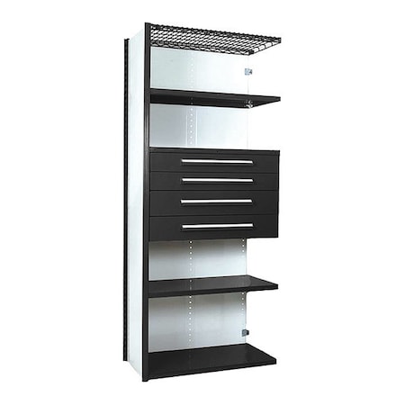 V-Grip Shelving W/ 4Drwrs/5Shlvs 7x2x3, Addon, 3