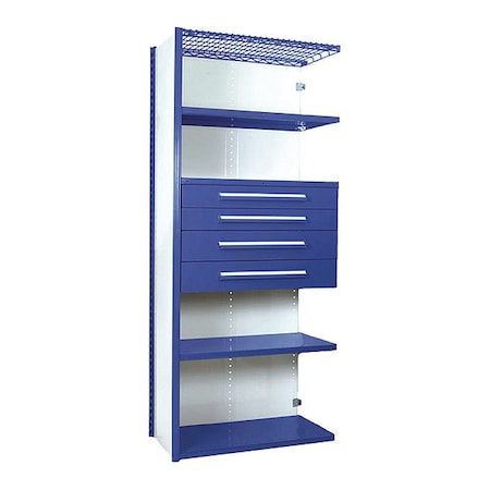 V-Grip Shelving W/ 4Drwrs/5Shlvs 7x2x3, Addon, 3