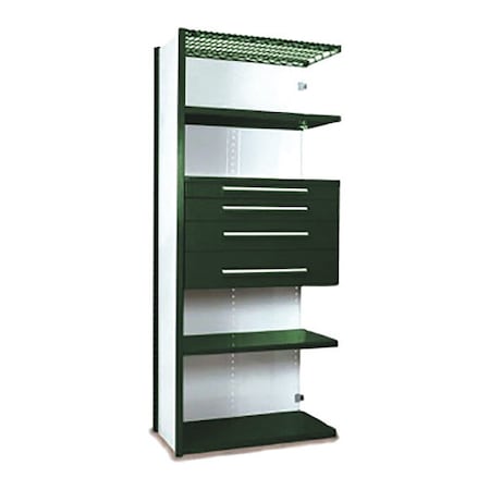 V-Grip Shelving W/ 4Drwrs/5Shlvs 7x2x3, Addon, 3