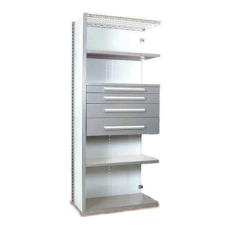V-Grip Shelving W/ 4Drwrs/5Shlvs 7x2x3, AddOn, (2)4.5