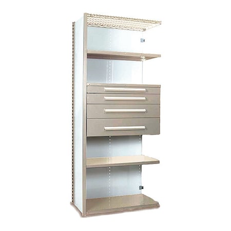 V-Grip Shelving W/ 4Drwrs/5Shlvs 7x2x3, AddOn, (2)4.5