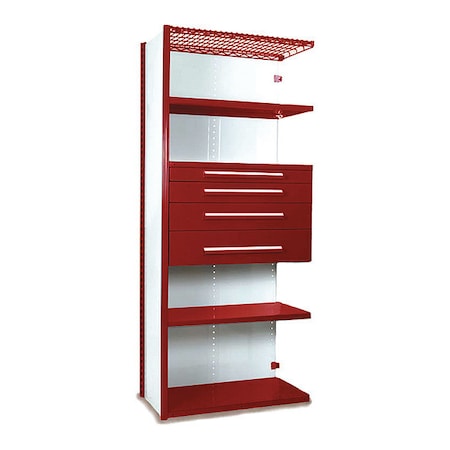 V-Grip Shelving W/ 4Drwrs/5Shlvs 7x2x3, AddOn, (2)4.5