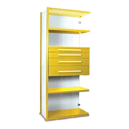 V-Grip Shelving W/ 4Drwrs/5Shlvs 7x2x3, AddOn, (2)4.5