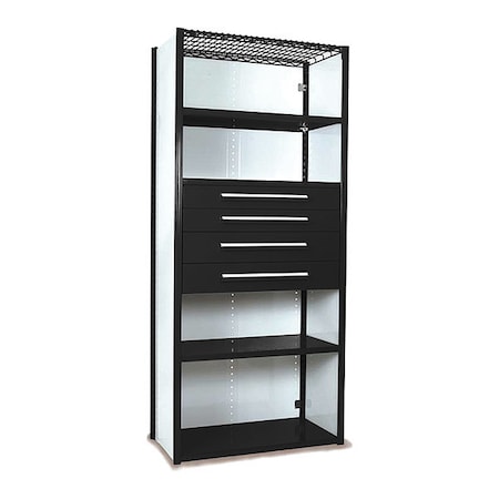 V-Grip Shelving W/ 4Drwrs/5Shlvs 7x2x3, Strtr, (2)4.5