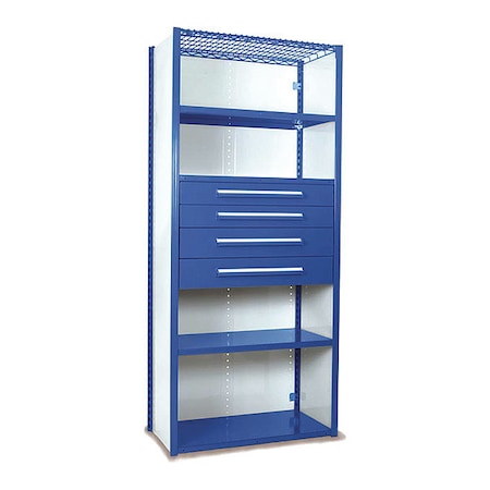 V-Grip Shelving W/ 4Drwrs/5Shlvs 7x2x3, Strtr, (2)4.5