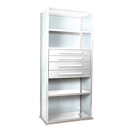 V-Grip Shelving W/ 4Drwrs/5Shlvs 7x2x3, Strtr, (2)4.5