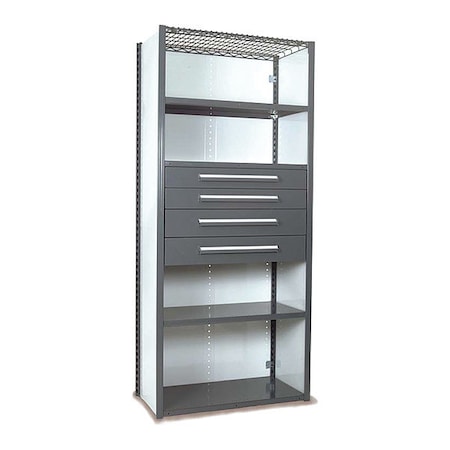 V-Grip Shelving W/ 4Drwrs/5Shlvs 7x2x3, Strtr, (2)4.5