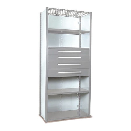 V-Grip Shelving W/ 4Drwrs/5Shlvs 7x2x3, Strtr, (2)4.5