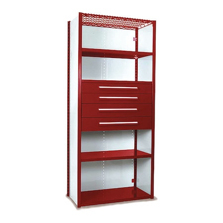 V-Grip Shelving W/ 4Drwrs/5Shlvs 7x2x3, Strtr, (2)4.5