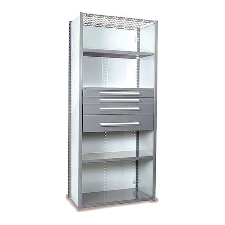 V-Grip Shelving W/ 4Drwrs/5Shlvs 7x2x3, Strtr, 3