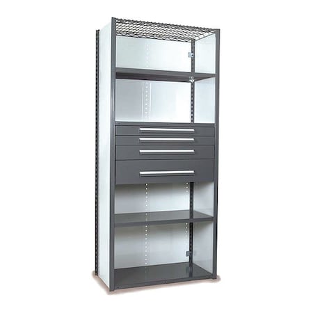 V-Grip Shelving W/ 4Drwrs/5Shlvs 7x2x3, Strtr, (2)3