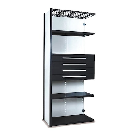 V-Grip Shelving W/ Drawers, 7x1.5x4 Closed Addon, BK MPN:S4243VHA-BK