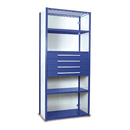 V-Grip Shelving W/ Drawers, 7x1.5x4 Closed Starter, BL MPN:S4243VHS-BL