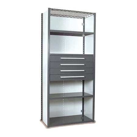 V-Grip Shelving W/ Drawers, 7x1.5x4 Closed Starter, GY MPN:S4243VHS-GY