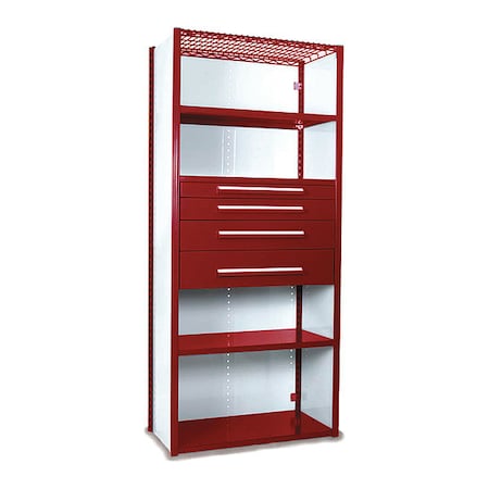 V-Grip Shelving W/ Drawers, 7X2X4, RD MPN:S4250VHS-RD